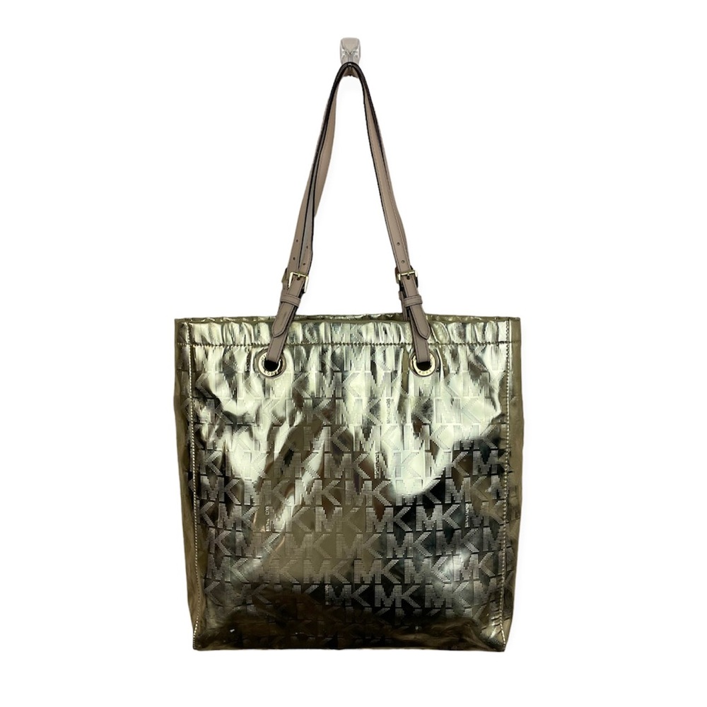 Michael Kors Authentic Women’s Long Tote Bag Shiny Gold Embossed